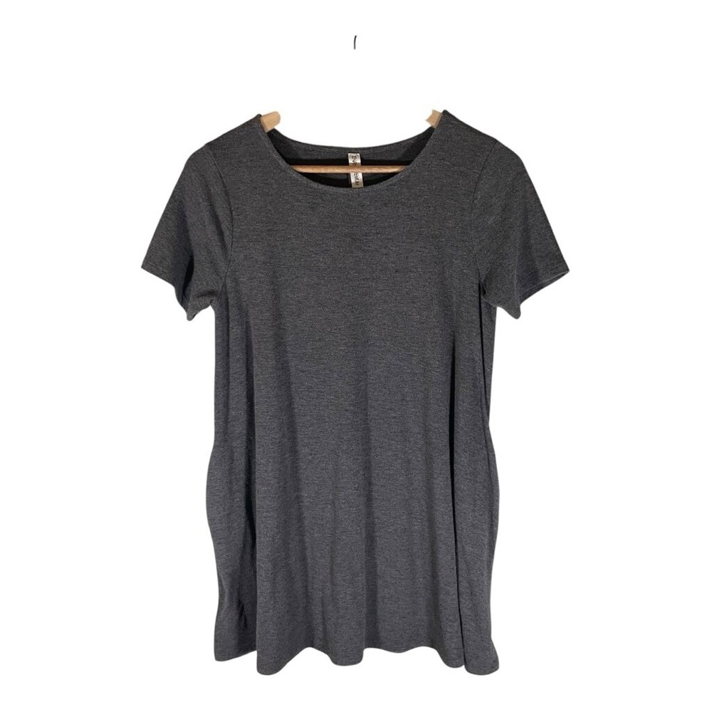 Zenana Premium Womens T-Shirt Dress M Medium Gray Casual Comfy Lightweight