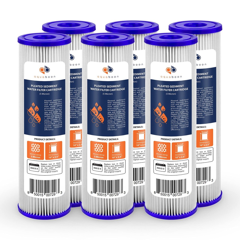 5 Micron 10x2.5 Whole House Pleated Sediment Filter Cartridge for Well Water ...