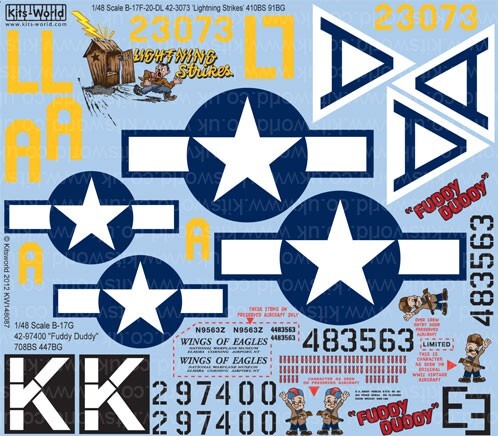 1/48 B-17F/G Warbird Decals - Lightning Strikes & Fuddy Duddy