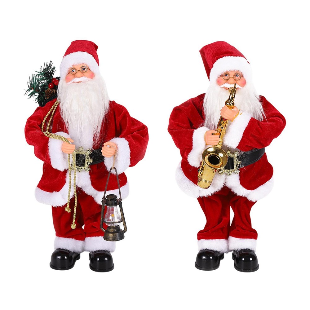 Electric Santa Claus Musical Toy Santa Claus Figurine Statue Xmas Decor Ornament