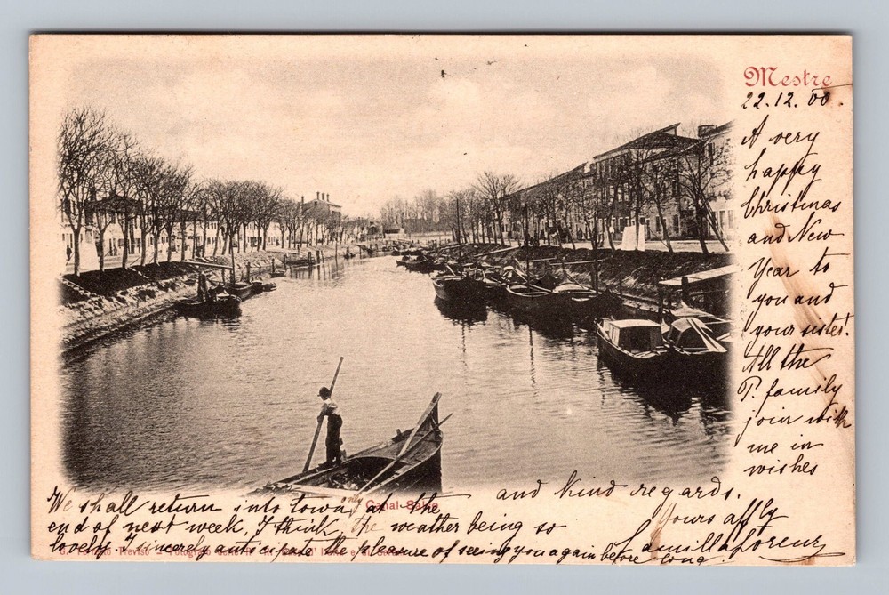 Italy- Venice Canal Gondolas Souvenir Postal Old PC Card View Vintage Postcard