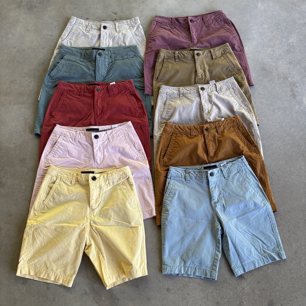 Aeropostale Mens Chino Shorts Size 27 Khaki Lot 10 Bundle Casual Summer Preppy