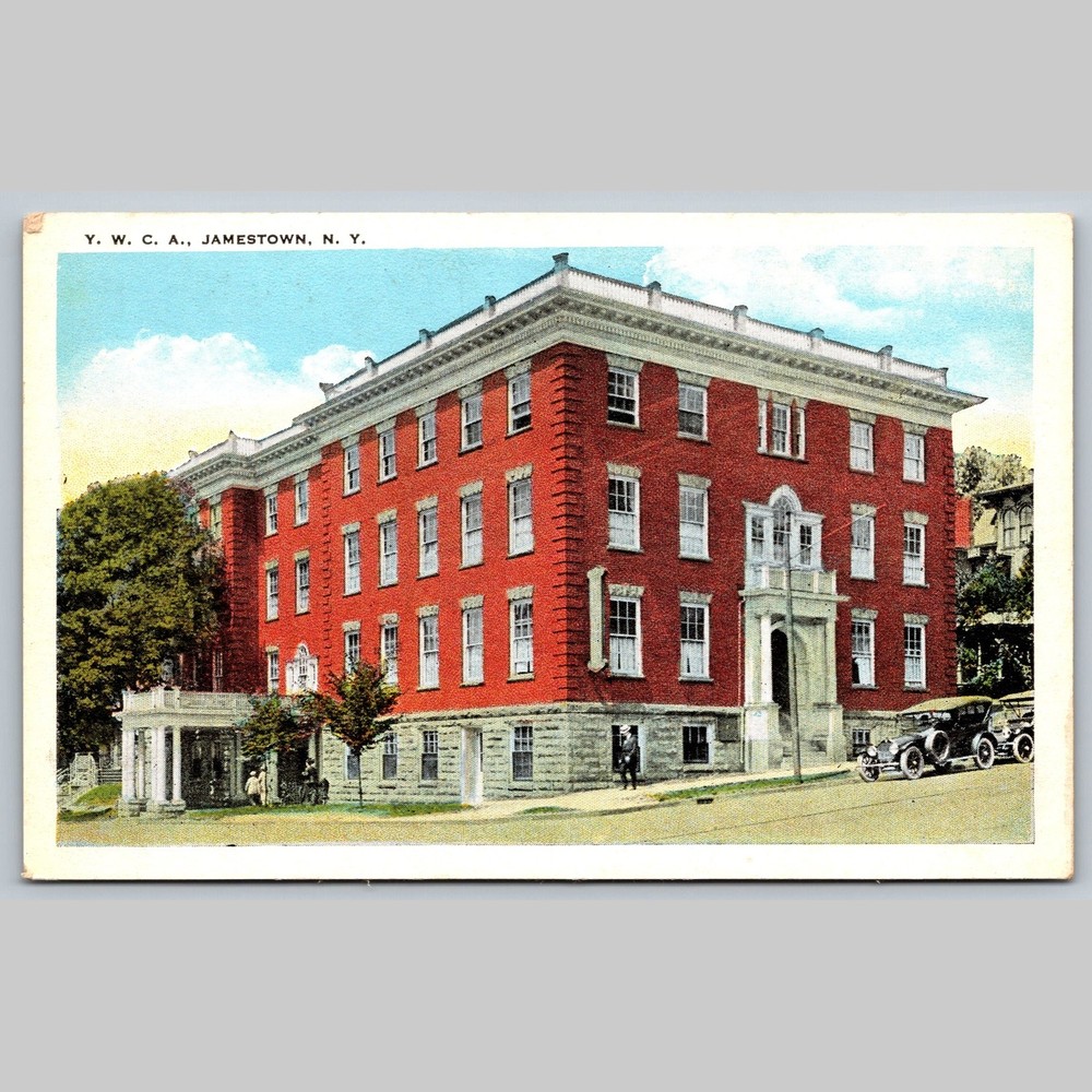 Postcard Y.W.C.A. Building Jamestown NY Architecture White Border Era