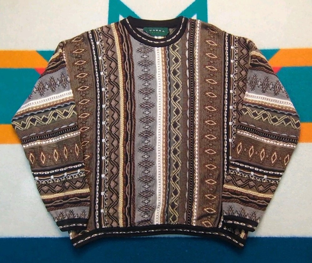 Vintage Tundra Sweater Coogi Style Canada 3D Knit Cosby Ugly Xmas 90s Medium