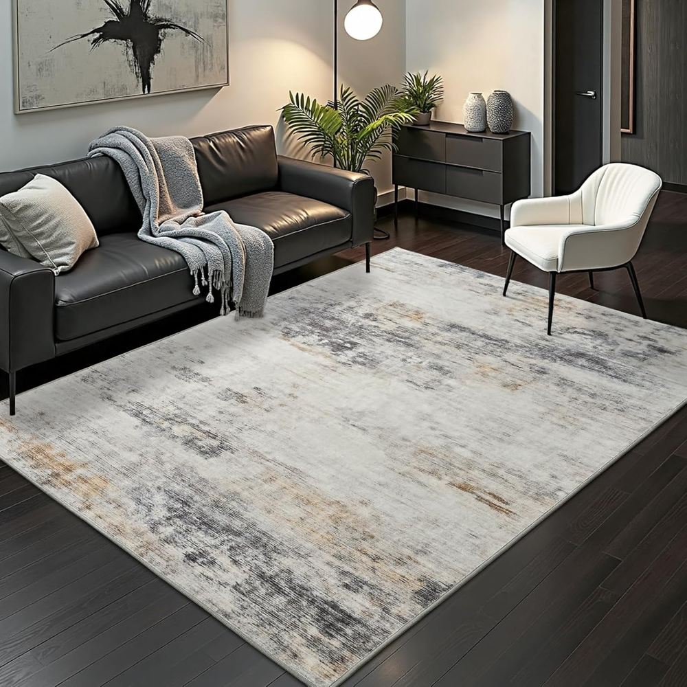 Abstract Area Rug 7X9 Modern Washable Rug Soft Non Slip Rug Low Pile for Bedroom