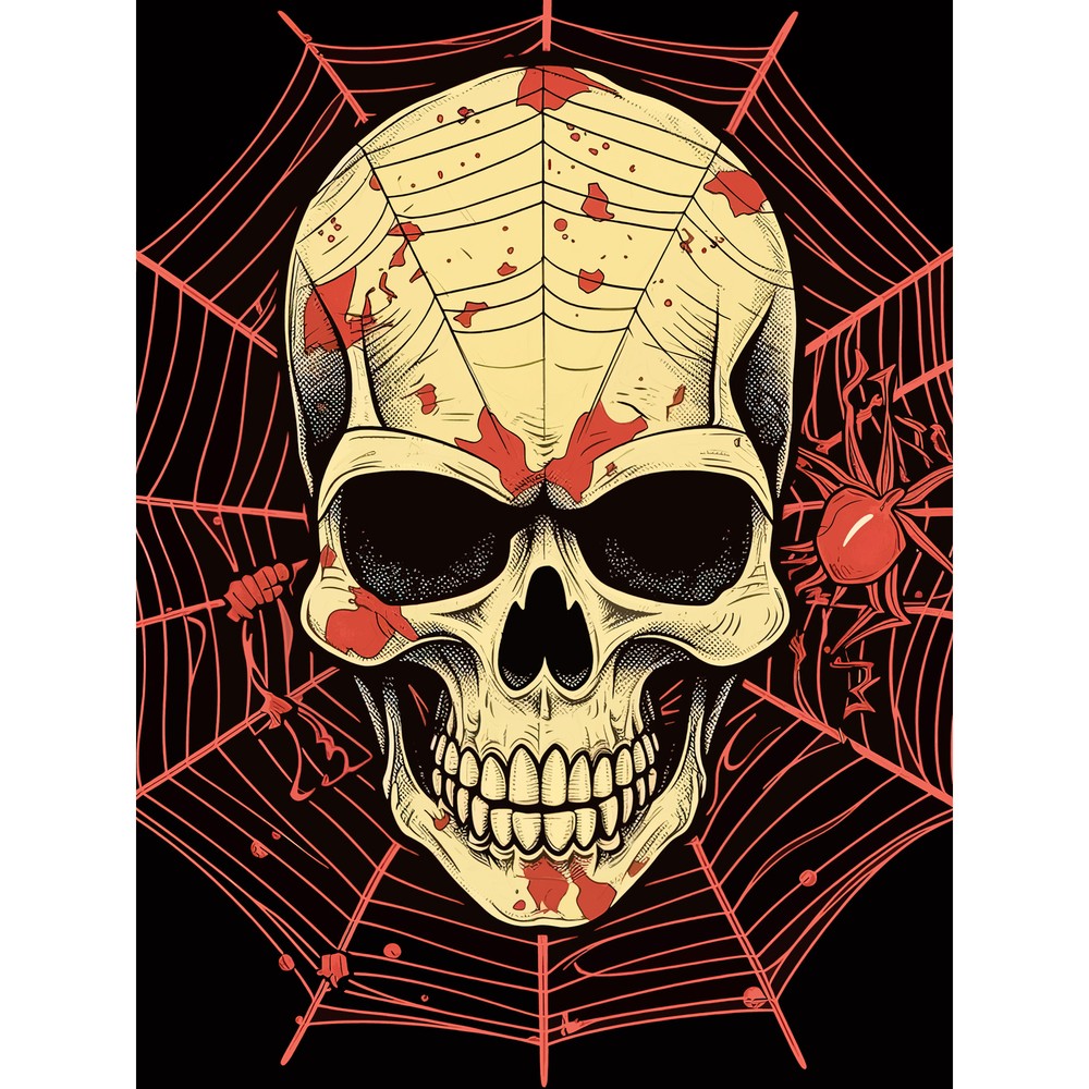 Skull Spider Web Old School USA Tattoo Americana 50s Huge Wall Art Print 18X24