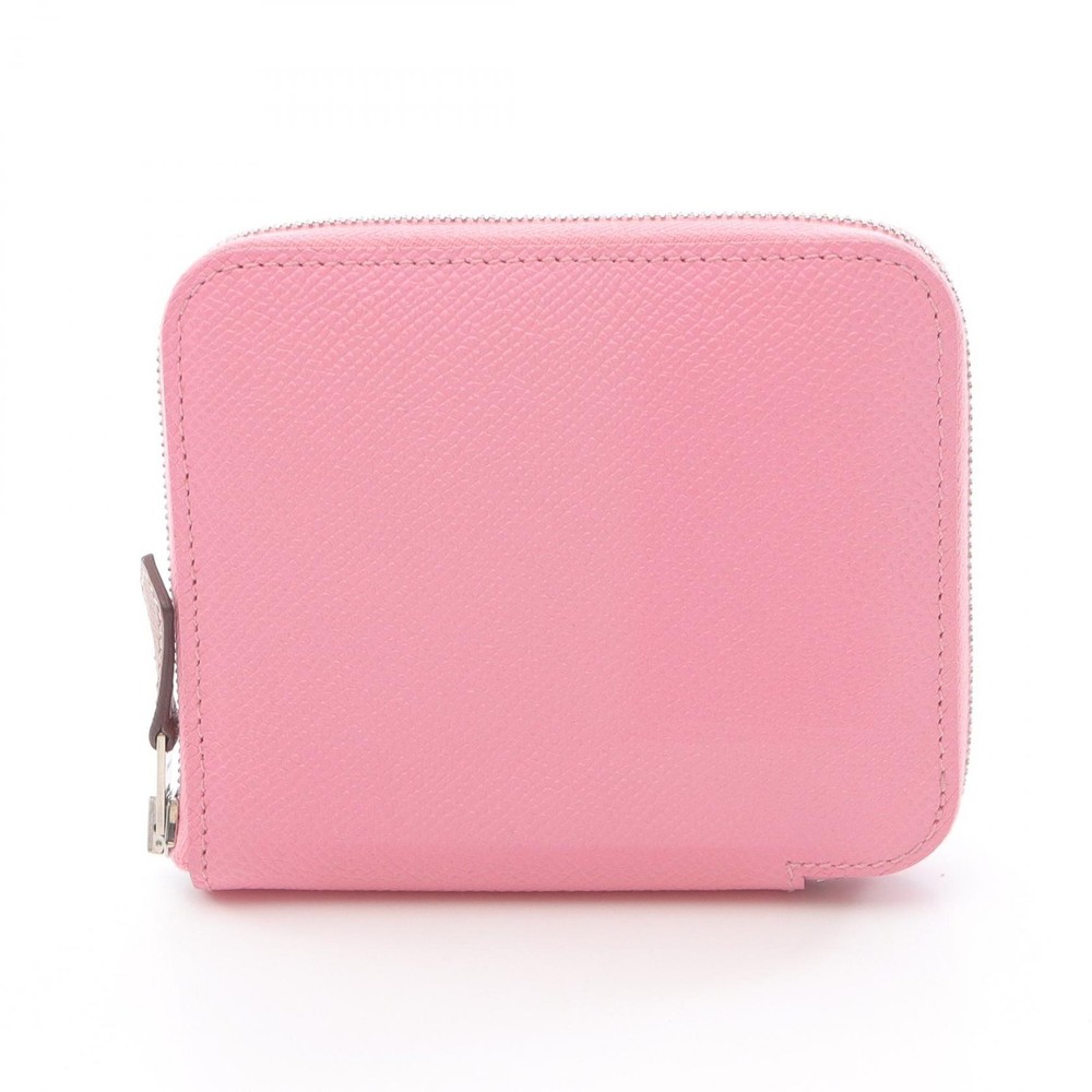 HERMES Azap compact SilkIn around compact wallet Y Epsom Rose confetti used SHW