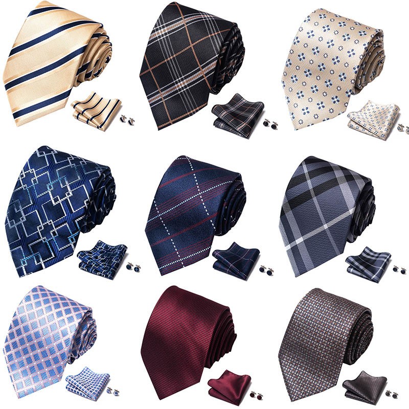 Classic Slim Satin Men's Tie Hanky Cufflinks Set Formal Prom Business with Gift