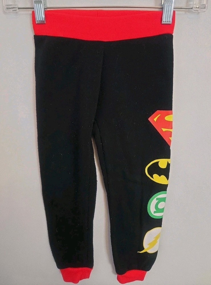 Justice League Toddler Boys 4T Black Red Jogger Pants Superman Batman Flash...