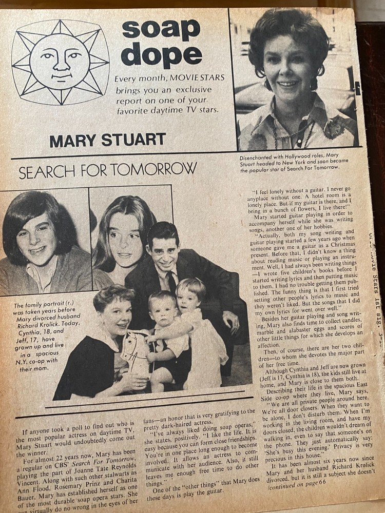 Mary Stuart, Search For Tomorrow, Two Page Vintage Clipping
