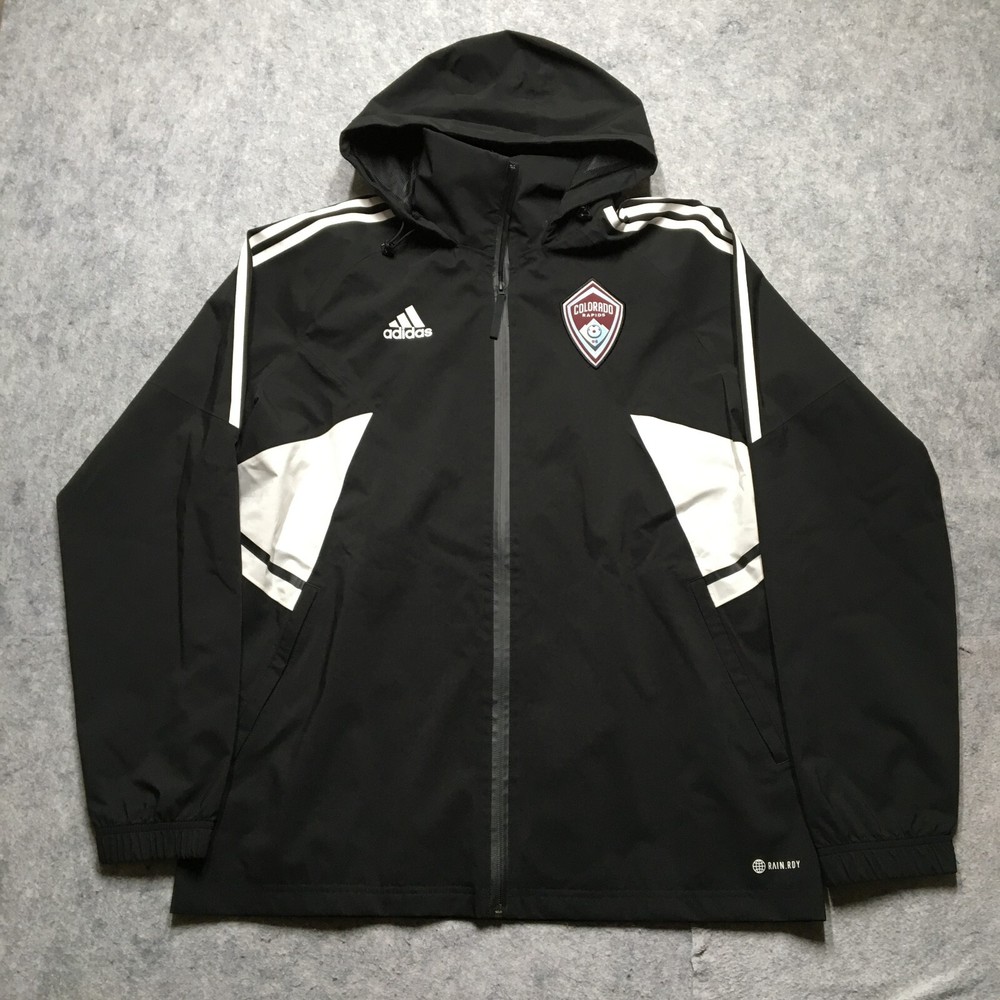 Adidas Colorado Rapids Mens Large L Black Rain.RDY Team Jacket MLS
