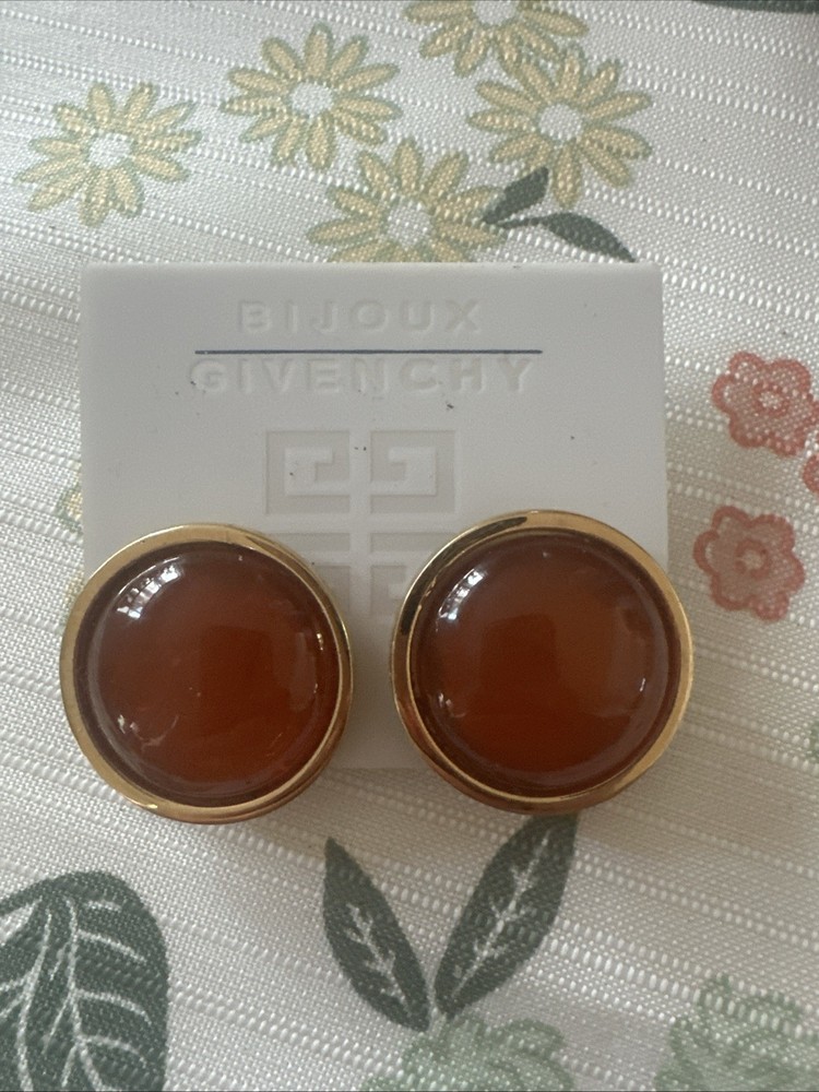Vintage Givenchy  Massive Gold Tone/Carnelian Statement Earrings Rare
