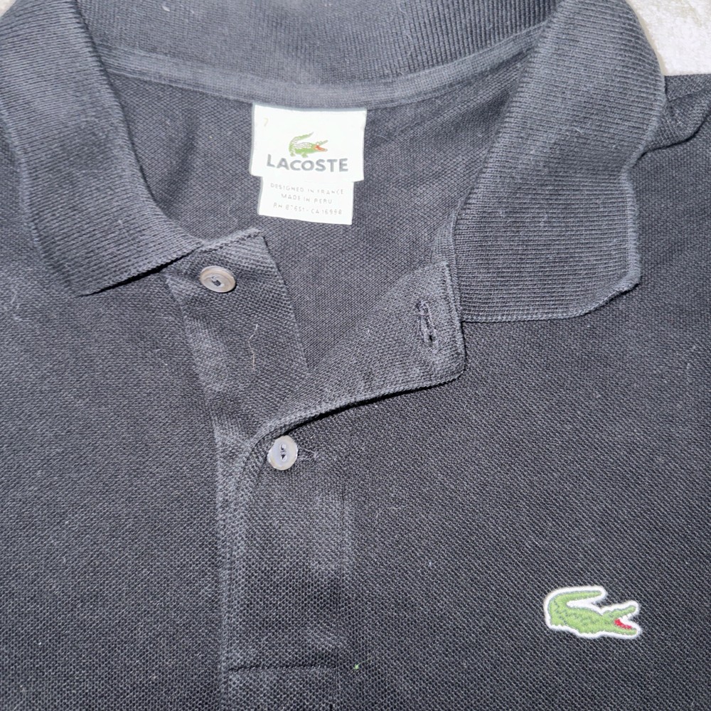 Lacoste Mens Size EU 7 Classic Short Sleeve Golf Polo Shirt Black  US XL