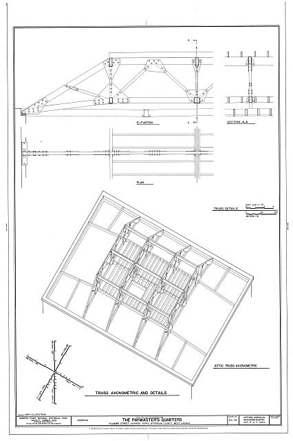 Photo:Harpers Ferry WV 1900s Paymasters Quarters Truss Axonometric Drawing