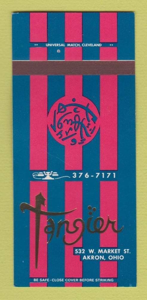 Matchbook Cover - Tangier Restaurant Akron OH WEAR 30 Strk SAMPLE