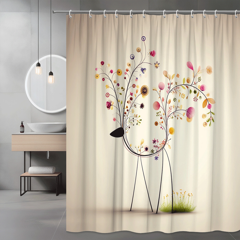 Floral Deer Shower Curtain Abstract Floral Print