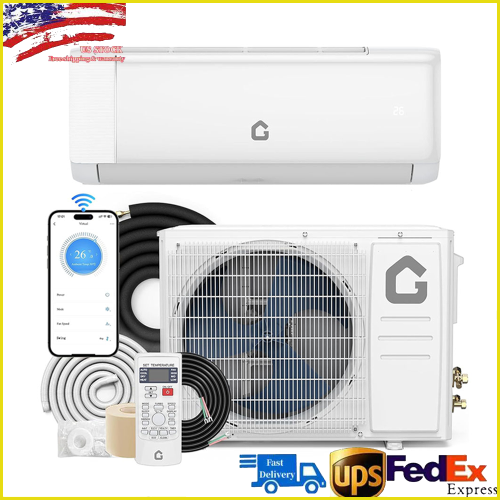 9000 BTU 18.5 SEER 230V Mini Split AC and Heat Unit with Installation Kit