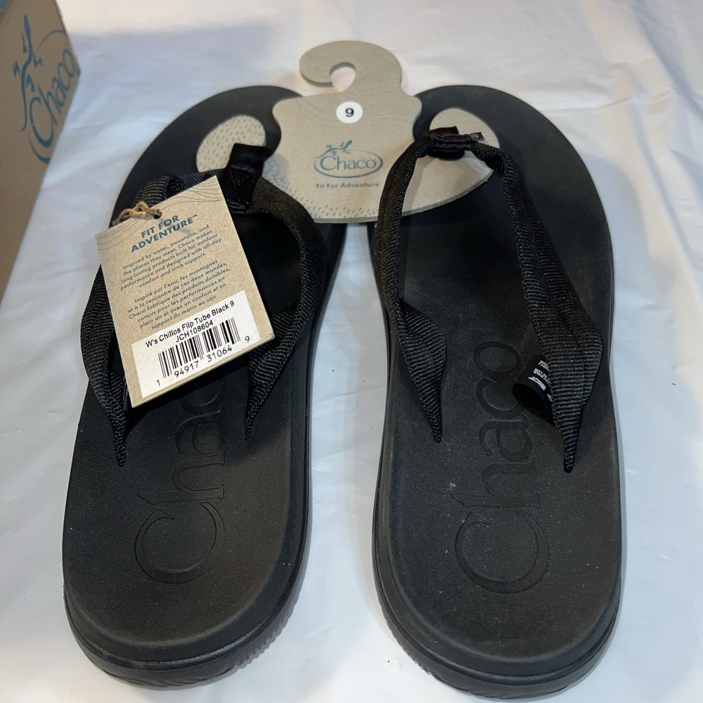 Chaco Chillos Black Vegan Flip Flop Sandals Size 9 NWT