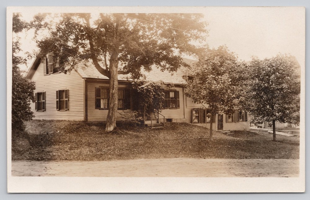 Vintage Real Photo Postcard RPPC Old House Trees Architecture Early 1900s AZO