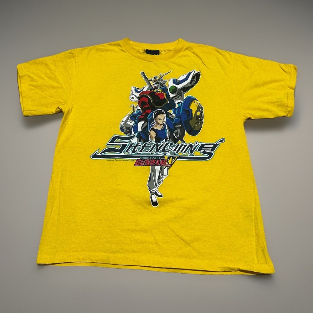 Vtg Mobile Suit Gundam Wing Shirt Shenlong L Yellow Manga Japan Anime Youth XL