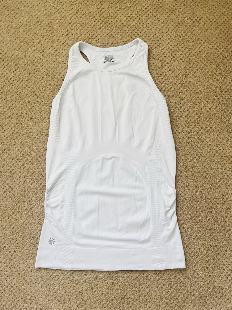 Athleta Ruched Side White Racerback Performance Tank Women’s Sz M
