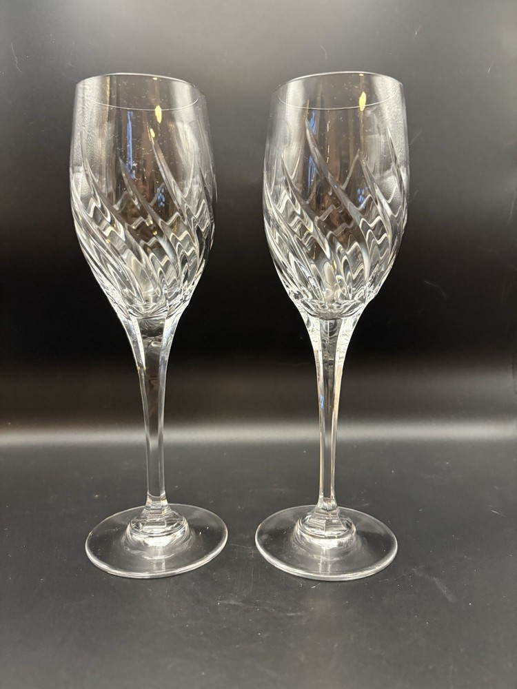 Mikasa Windlass Crystal Stemware Glasses Set Of 2 Vintage Discontinued Line