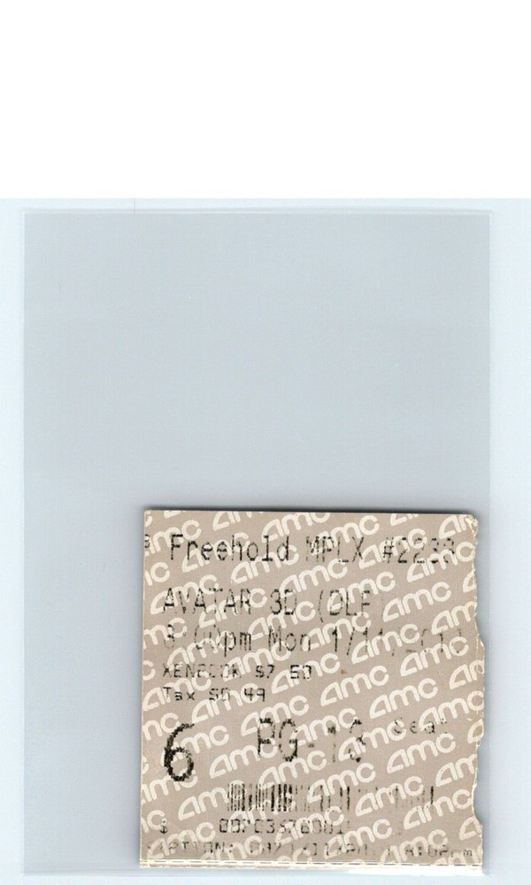 AVATAR 3D Movie Ticket Stub Freehold MPLX 1/11/10