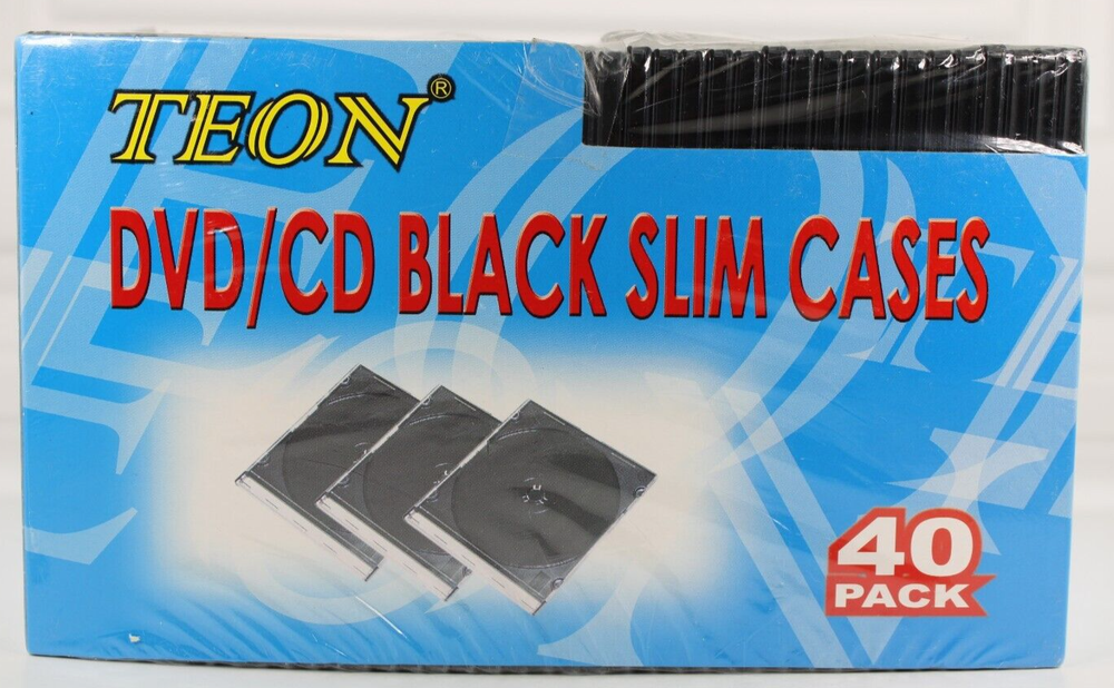 TEON - DVD/CD BLACK SLIM CASES - 40 PACK NEW AND SEALED FOR CD, DVD & GAME DISCS