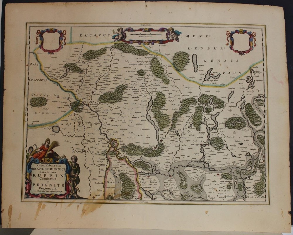 Prignitz Ruppin Germany 1640 Blaeu Unusual Antique Original Copper Engraved MapANTIQUE COPPER ENGRAVED MAP OF BRANDENBURG GERMANY