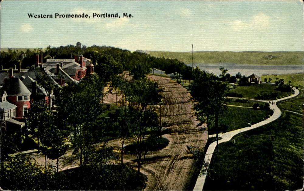 Western Promenade Portland Maine ME residences ~ c1910 vintage postcard