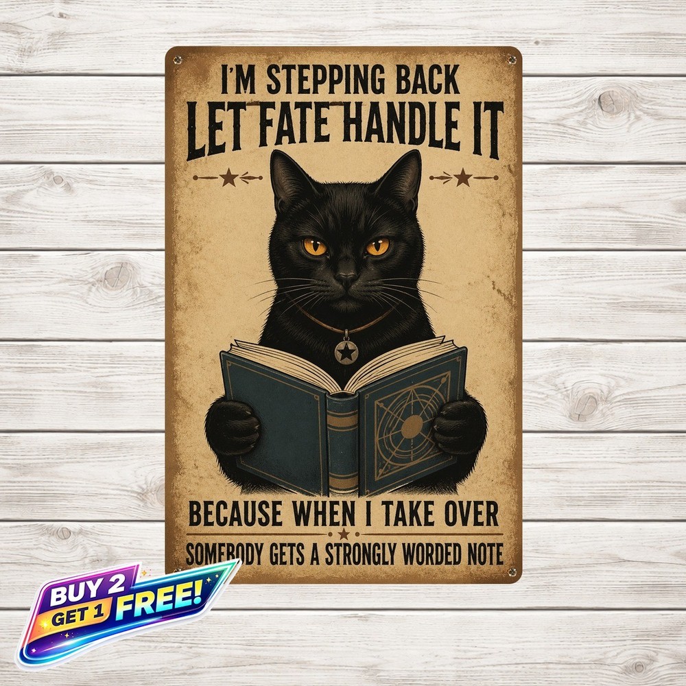 Sarcastic Black Cat Serious Holding Funny Quote Metal Tin Sign 8x12