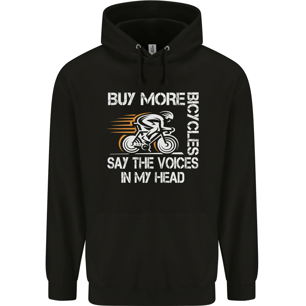 Cycling Buy More Bicycles Funny Cyclist Mens 80% Cotton Hoodie