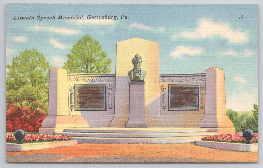 Lincoln Speech Memorial Gettysburg PA Tichnor Bros Vintage Postcard