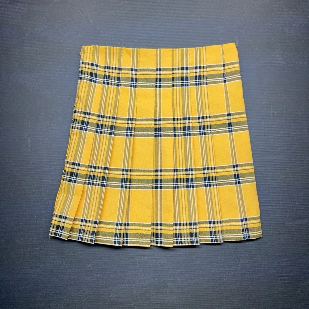 Y2K No boundaries  Skirt Womens XSmall/1 Pleated Mini yellow plaid Clueless