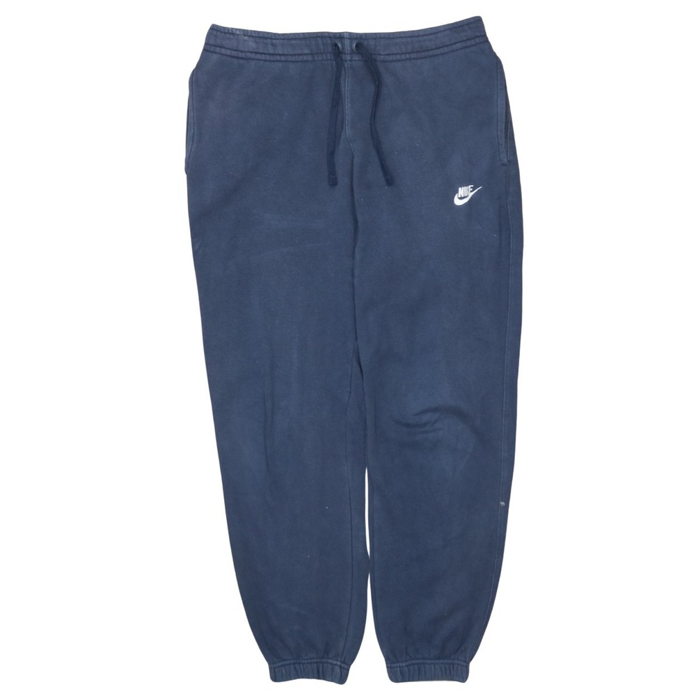 Nike Mens Joggers Navy Blue Fleece Embroidered Swoosh Elastic Waist Tapered M