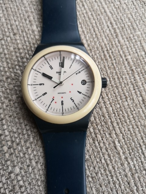 Swatch Sistem 51 Watch Automatic White Face Blue Strap