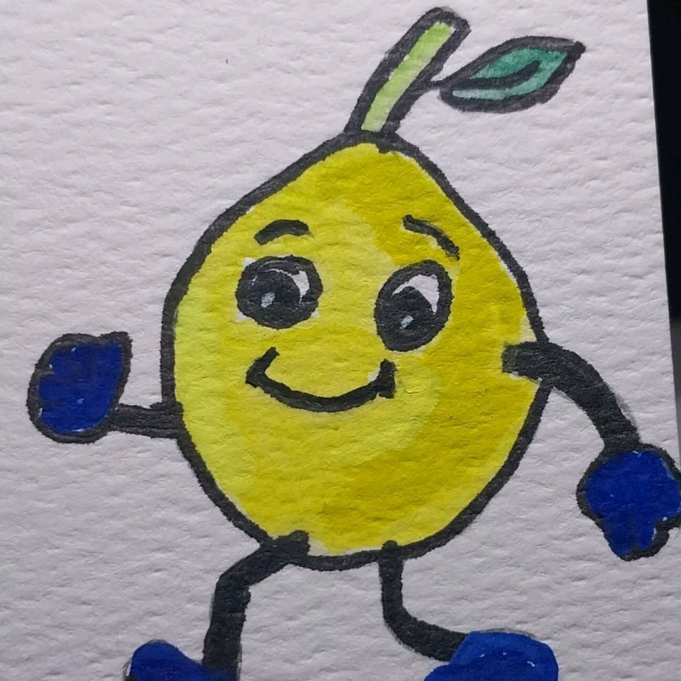 ACEO Original Art Card ATC Watercolor OOAK Signed Lemon Fruit Painting By GAT