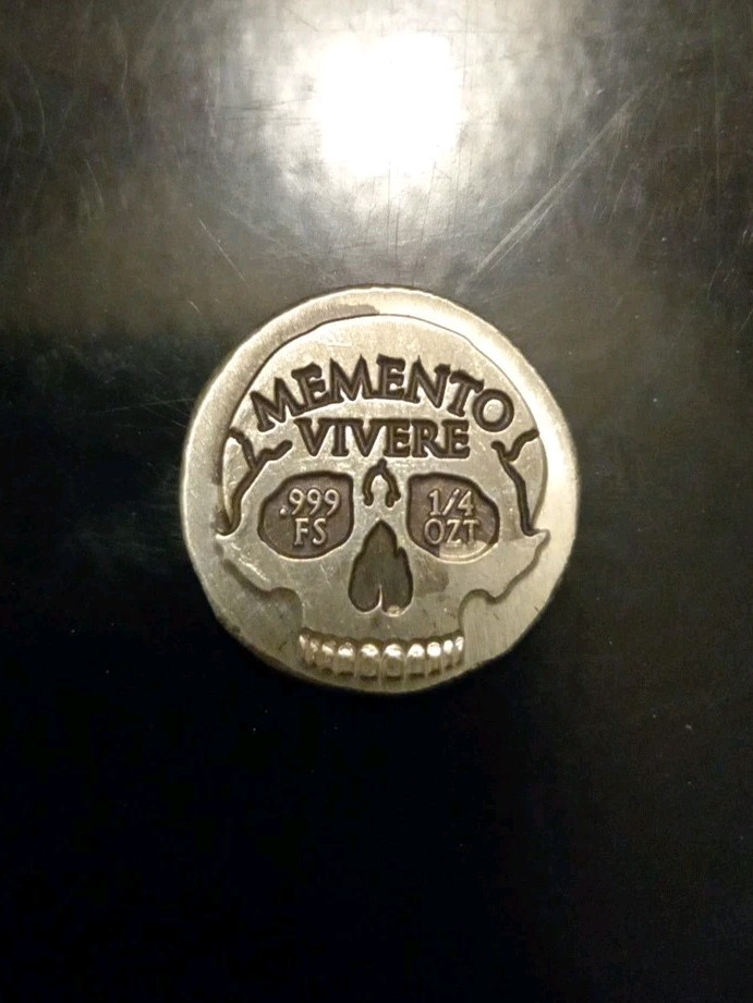 1/4 oz .999 Fine Silver Hand Poured, Memento Vivere, Mutiny Metals