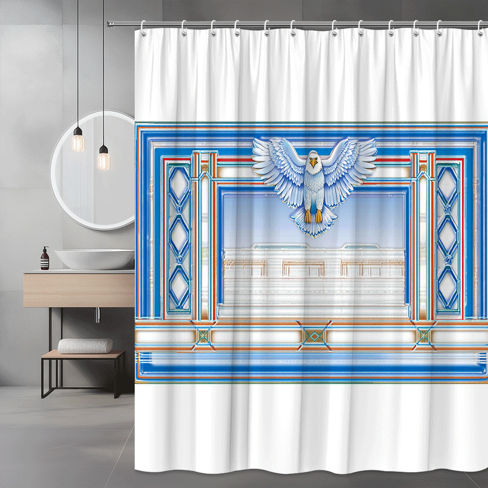 Eagle Graphic Shower Curtain Blue Framed Art Print