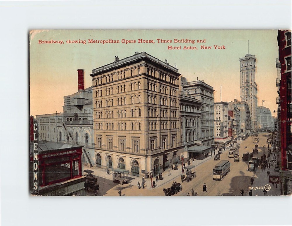Postcard Broadway Metropolitan Opera House Times Building & Hotel Astor NY