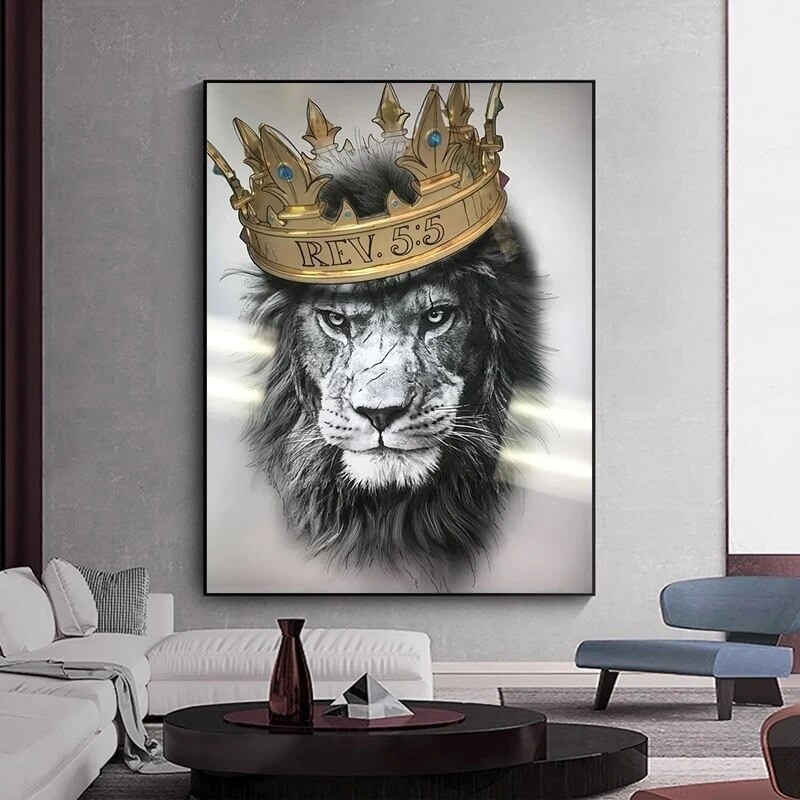 Animal Cool Lion Prints Poster Home Decor Canvas Painting Canvas Wall Art Mural