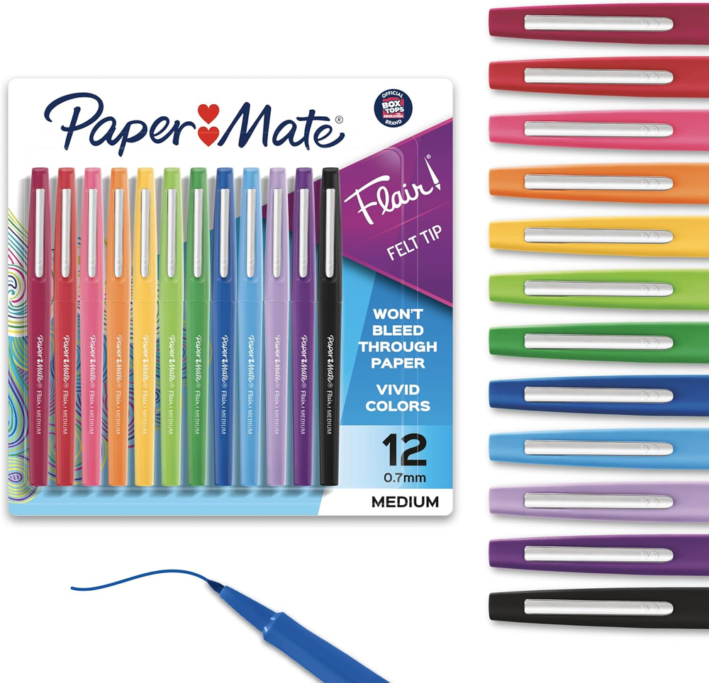 Paper Mate Flair Felt Tip Pens | Medium Point 0.7 Millimeter Marker Pens | Schoo