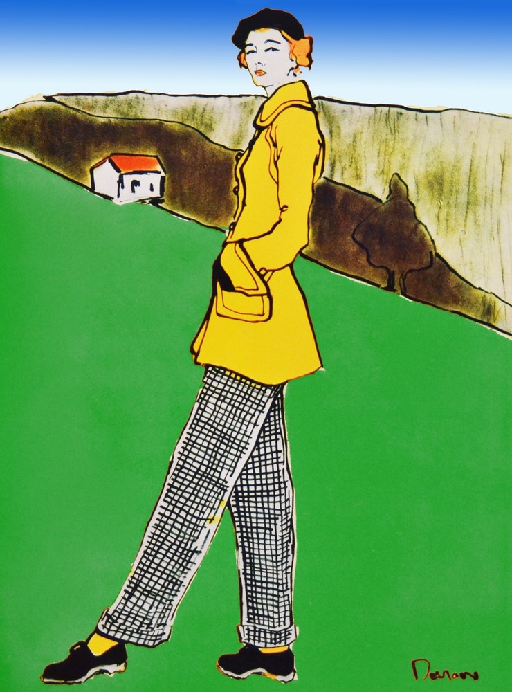Decoration poster.Interior design Art.Retro fashion yellow jacket.6312