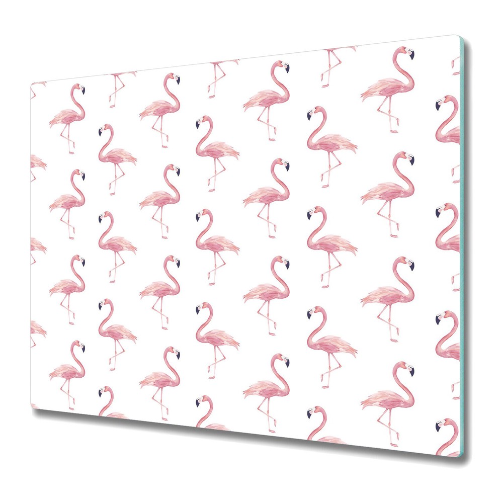 Glass Chopping Board Worktop Saver Flamingo Simple Watercolour 60x52