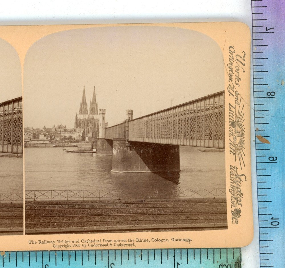 Railway Bridge Across Rhine Cologne Germany Underwood Stereoview