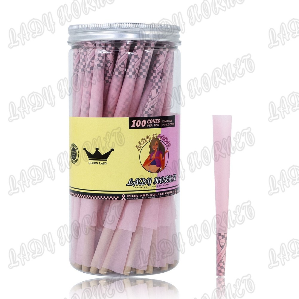 Hornet Cones Classic King Size 100 Cones- Pre Rolled PinkCones with Filter Tips