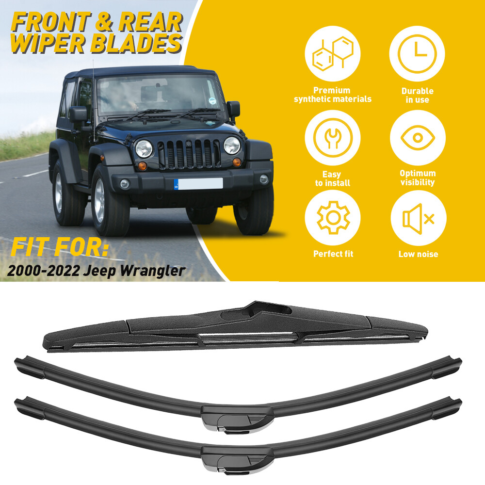 JEEP Wrangler JK 2000-2022 15-14 Inch Wiper Blades Set of 3