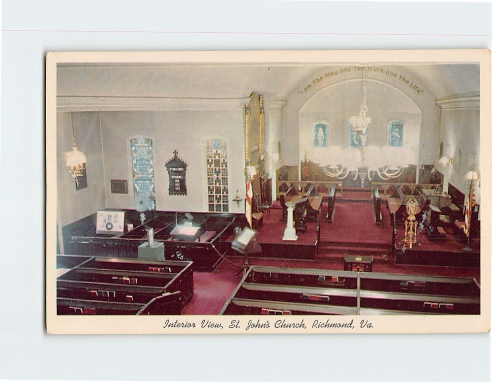 Postcard Interior View St. John's Episcopal Church Richmond Virginia USA