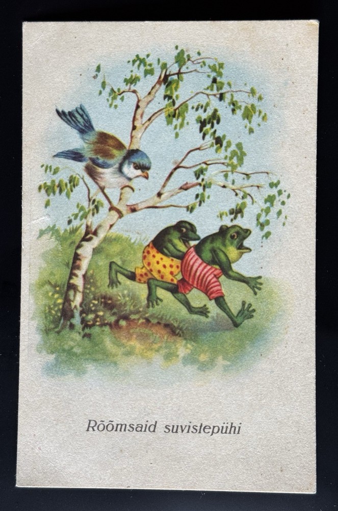 Antique Frog Postcard Rõõmsaid Suvistepühi Estonian Novelty c1905