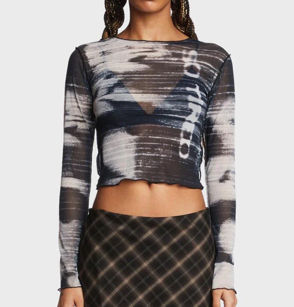 MINGA London Electric Angel “So Tired” Mesh Top Size S NWOT!